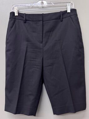 Nili Lotan Wool Pleated Bermuda Shorts Women Size 4 Black Business Casual